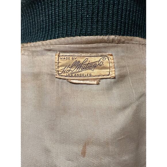 Men's Varsity Letterman Bomber Jacket Green Yellow D Dartmouth Rowing - Picture 13 of 15